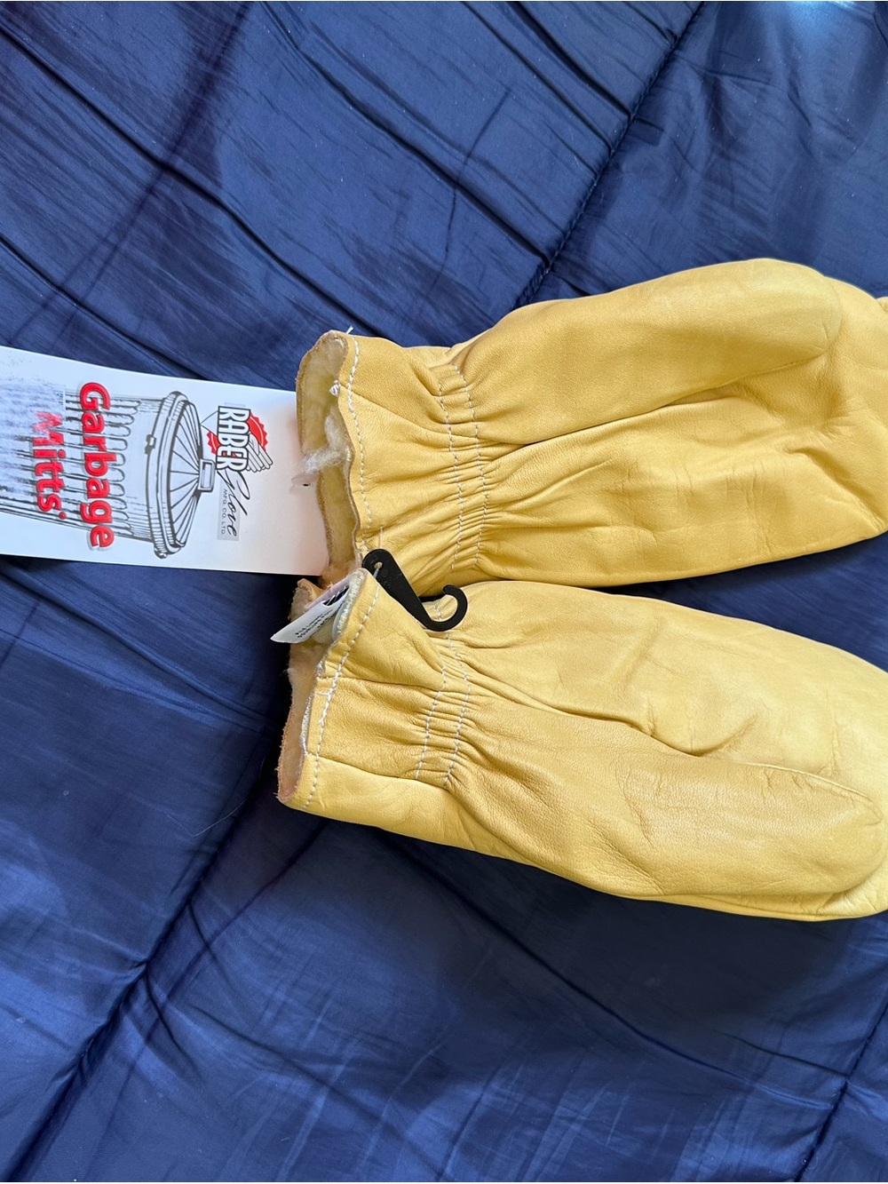 Raber Yellow Leather Garbage Mitts with Elastic Wrist